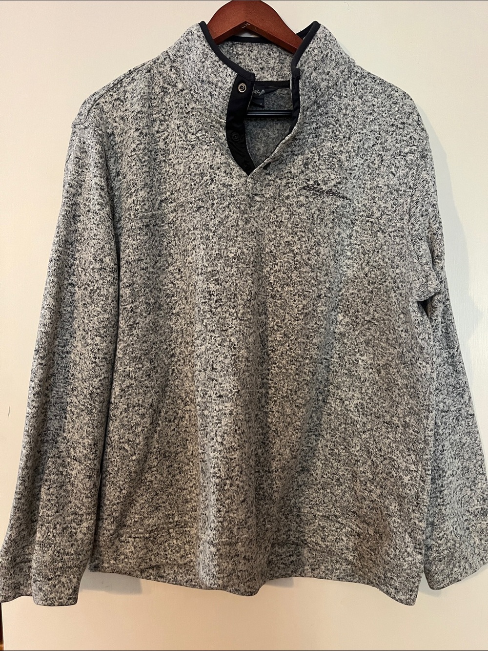 Eddie Bauer Men's Gray Marled Zip-Neck Sweater